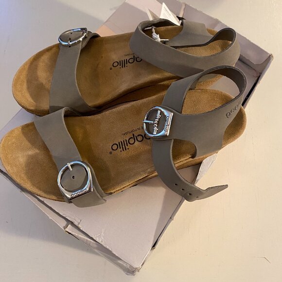 NIB Birkenstock Papillo Soley Ring Buckle Dove Gray Wedge Sandal EU 38 - Picture 4 of 6